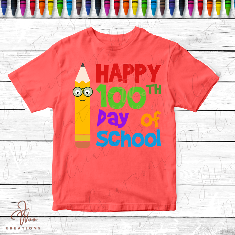 Happy 100 Day of School (Standing Pencil) Tee