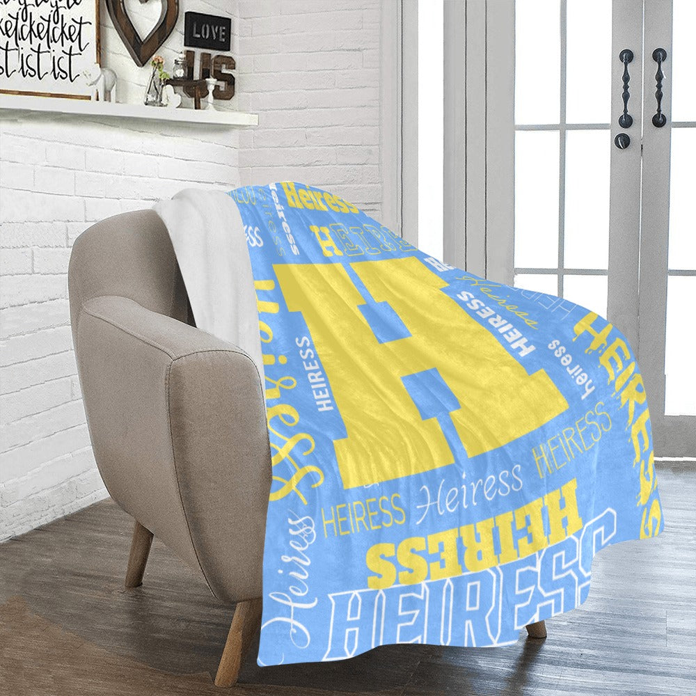 "Custom Name w. Initial" Soft Micro Fleece SKY BLUE Blanket (Various Sizes)