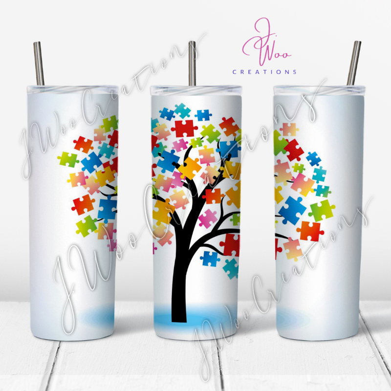 20 oz. Stainless Steel Tumbler - Autism Tree