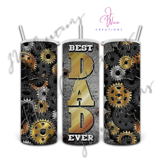 20 oz. Stainless Steel Tumbler - Best Dad Ever (Gears)