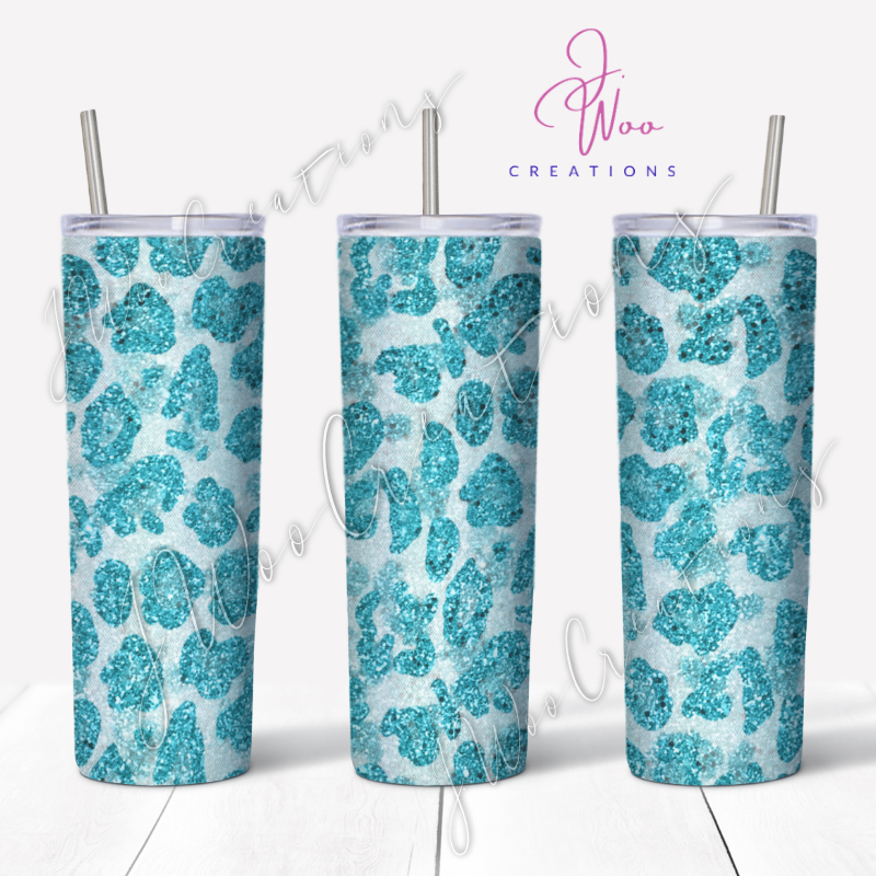 20 oz. Stainless Steel Tumbler - Glitter Cheetah (Various Colors)