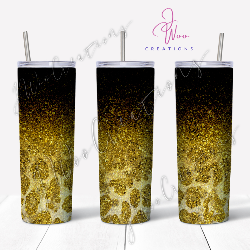 20 oz. Stainless Steel Tumbler - Glitter Ombre Cheetah (Various Colors)