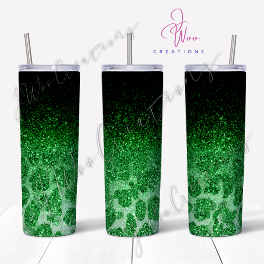 20 oz. Stainless Steel Tumbler - Glitter Ombre Cheetah (Various Colors)