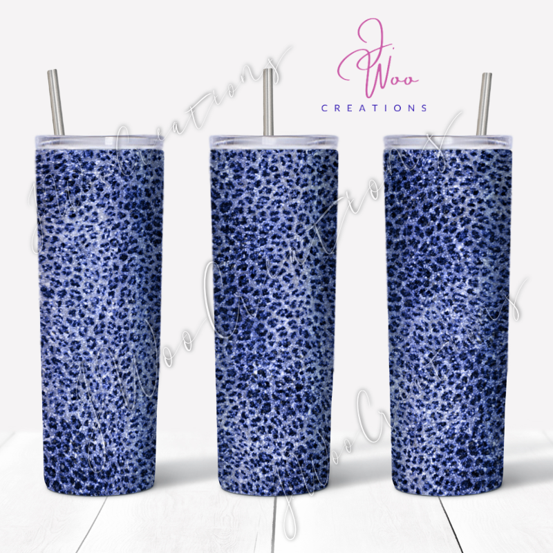 20 oz. Stainless Steel Tumbler - Glitter Leopard (Various Colors)