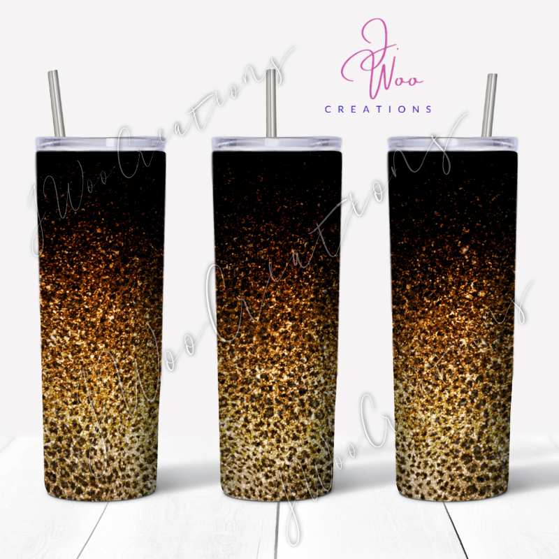 20 oz. Stainless Steel Tumbler - Glitter Ombre Leopard (Various Colors)