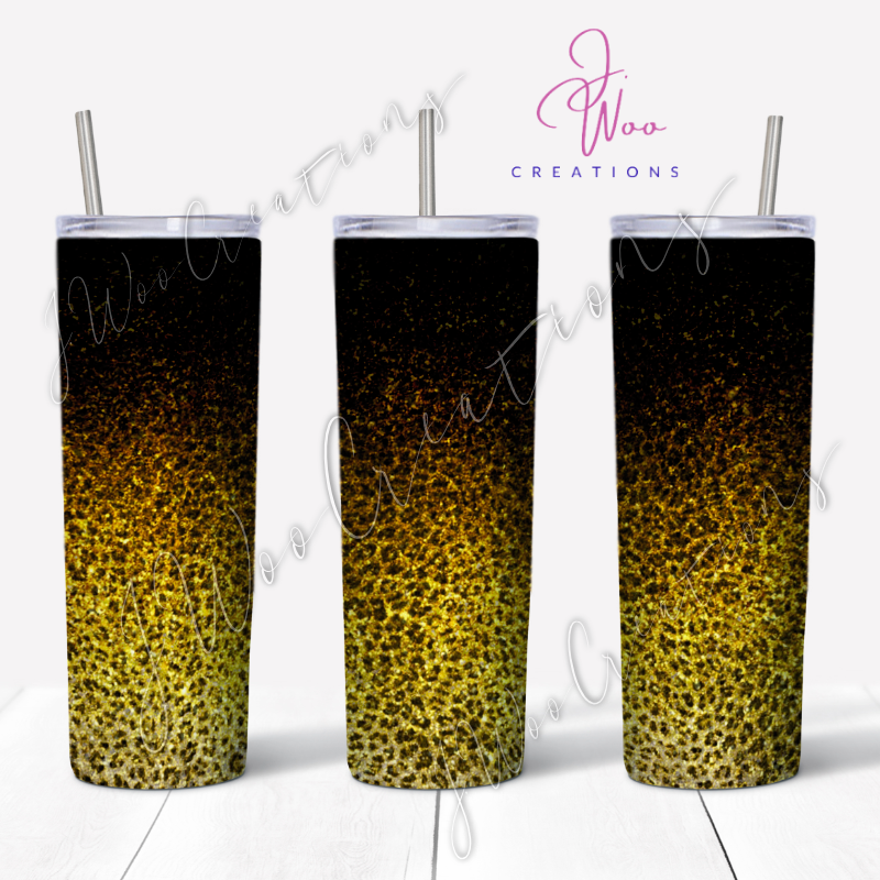 20 oz. Stainless Steel Tumbler - Glitter Ombre Leopard (Various Colors)