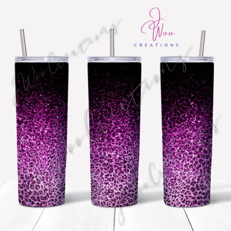 20 oz. Stainless Steel Tumbler - Glitter Ombre Leopard (Various Colors)