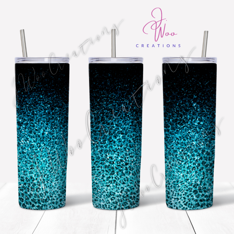 20 oz. Stainless Steel Tumbler - Glitter Ombre Leopard (Various Colors)