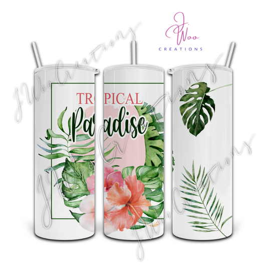 20 oz. Stainless Steel Tumbler - Tropical Paradise Flower