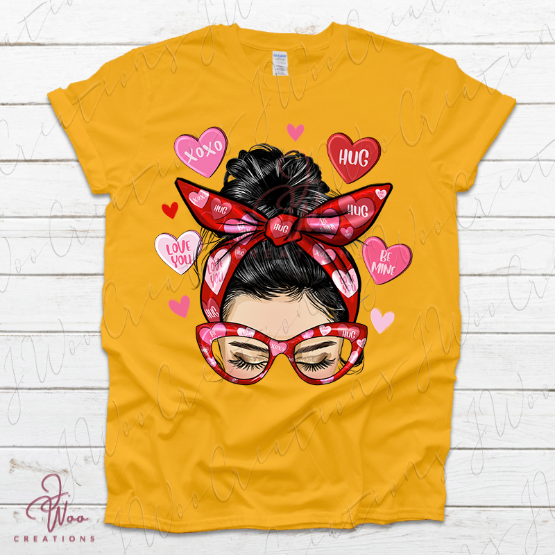 Messy Bun with Convo Hearts Tee